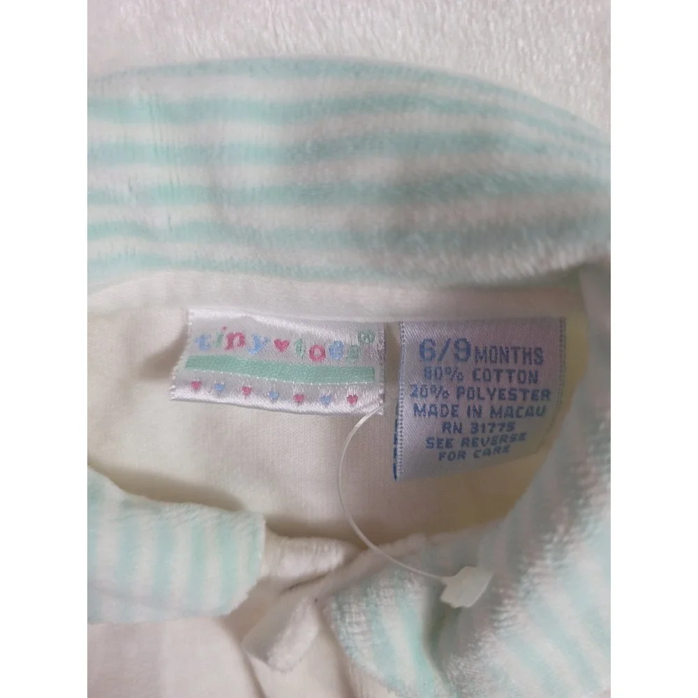 Vintage 80s Tiny Toes Baby Outfit Set 6-9M Mint Striped NWT Style
